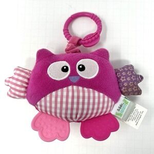 Le Bebe Favorite Pink Owl Pull String Vibrate Plush Infant Baby Toy 4"